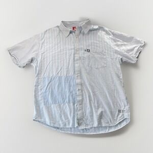 Ecko Unlimited Short Sleeve Button Down Shirt Mens 2XL Blue White Y2K Streetwear